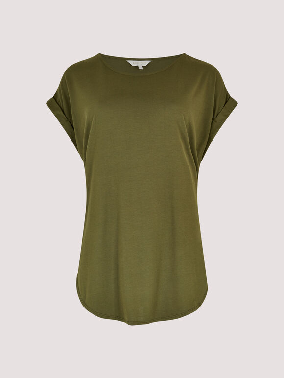 Curved Hem Tee, Green, large