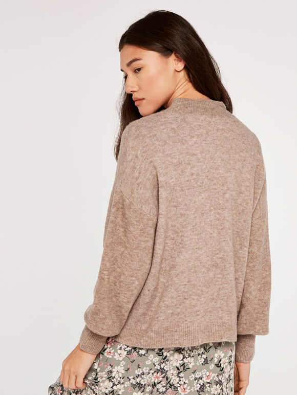 Mock Neck Jumper, Stone, large
