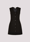 Tailored Waistcoat Mini Dress, Black, large
