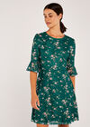  Blossom Lace Bell Sleeve Skater Dress, Green, large