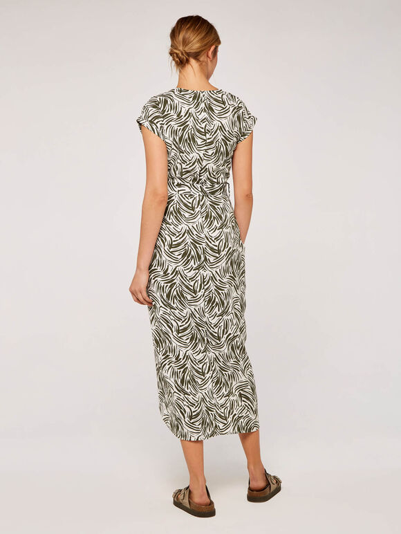 Brushstroke Print  Midi Dress, Khaki, large