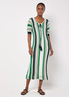 Crochet Stripe Midi Dress, Green, large