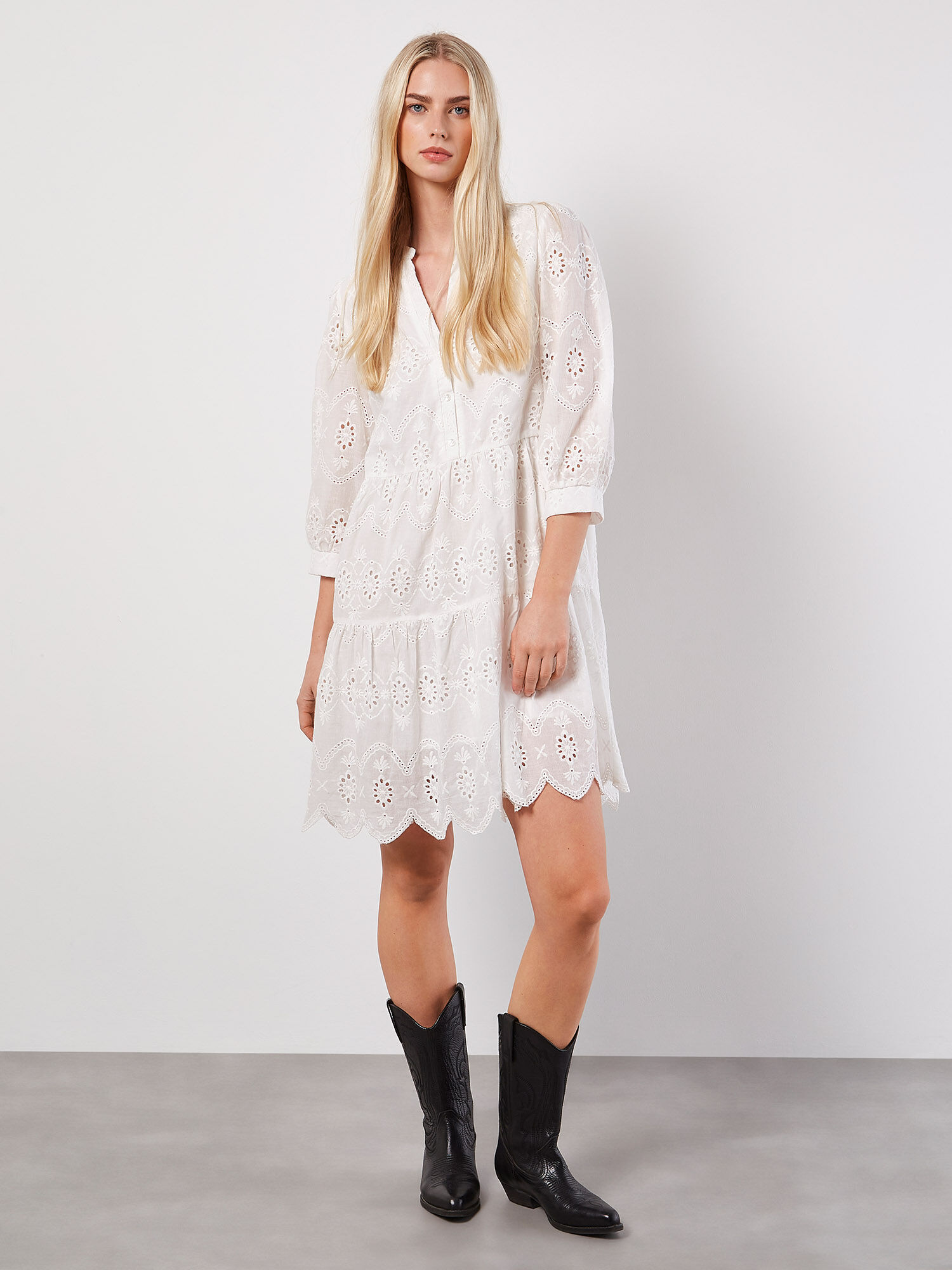 Broderie Anglaise Tiered Mini Dress