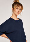 Soft-Touch Batwing Waffle Knit Top, Navy, large