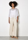 Mesh Popcorn Knit Kaftan Top, White, large