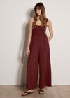 Wide-Leg Jersey Jumpsuit, Burgundy, large
