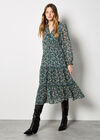 Paisley Print Chiffon Midi Dress, Green, large