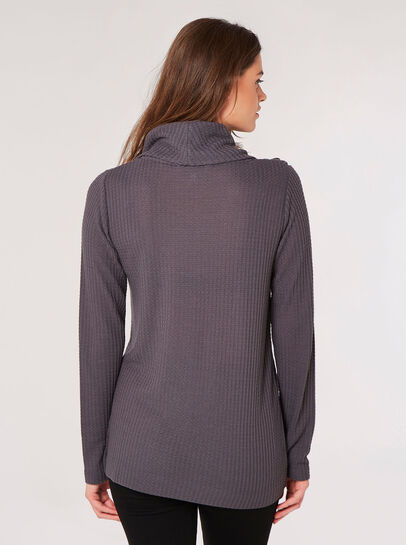 Waffle Knit Button Wrap Top