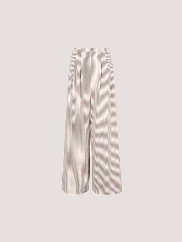Stripe Wide Leg Trousers, Stone, large