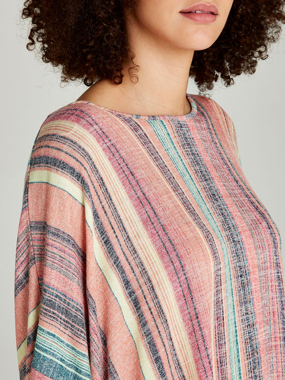 Mutli Stripe Top, Coral, large