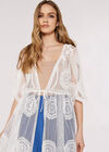 Embroidered Mesh Cover Up, White, large