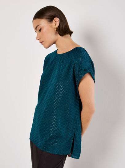 Shimmer Chevron Chiffon Top