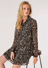 Illustrated Birds Empire Dress, Black, large