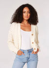 Waffle Knit Chunky Cardigan, Cream, large