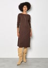 Textured Jersey Midi Dress, Brown, large