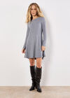 Waffle Knit Swing Mini Dress, Grey, large