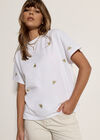 Gold Bee Embroidered T-Shirt, White, large