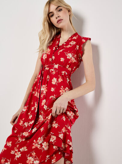 Painterly Floral Midi Dress