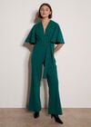 Jersey Crepe Straight-Leg Jumpsuit, Green, large