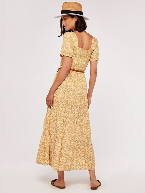 Daisy Milkmaid Maxi Dress, Mustard, large