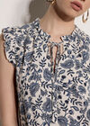 Painterly Paisley Ruffle Top, Cream, large