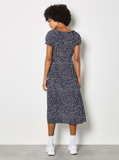 Spot Print Milkmaid Midi Dress