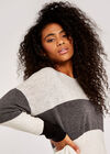 Colour Block Oversized Jumper, Cream, large