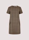 Checked Mini  Dress, Brown, large