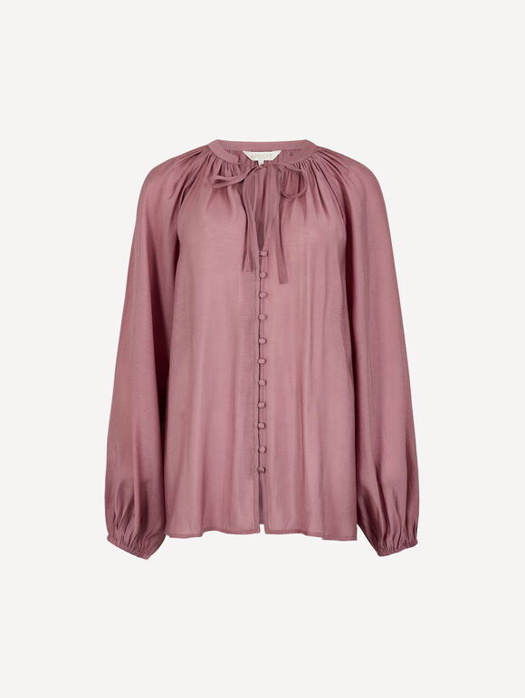 Lightweight Balloon Sleeve Blouse, Purple, large