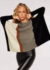 Oversized Colourblock Jumper, Khaki, large