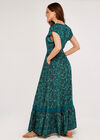 Floral Maxi Dress with Lace Detail, Green, large