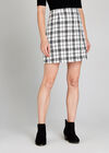 Textured Window Check Mini Skirt, Cream, large