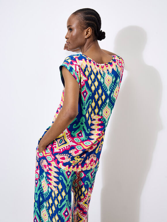 Colour Pop Ikat T-Shirt, Blue, large