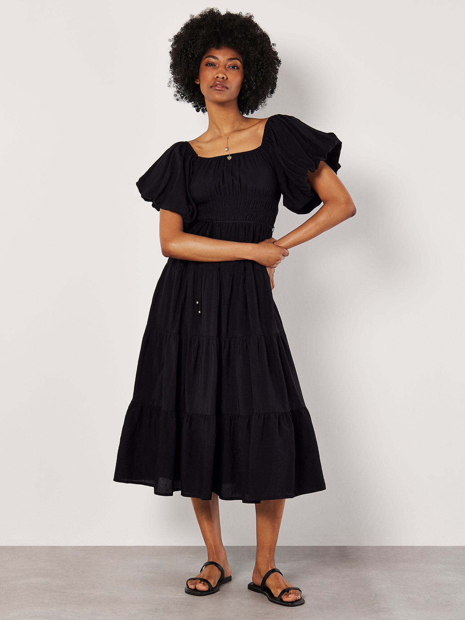 Midi puff sleeve dress outlet
