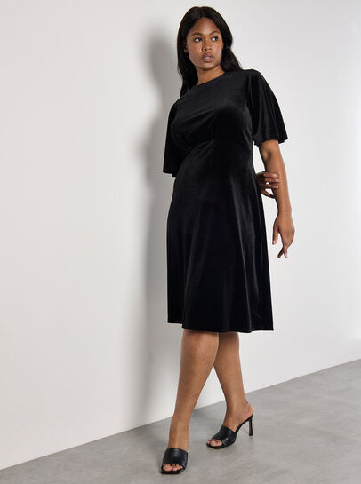 Curve Velvet Fit And Flare Midi Dress
