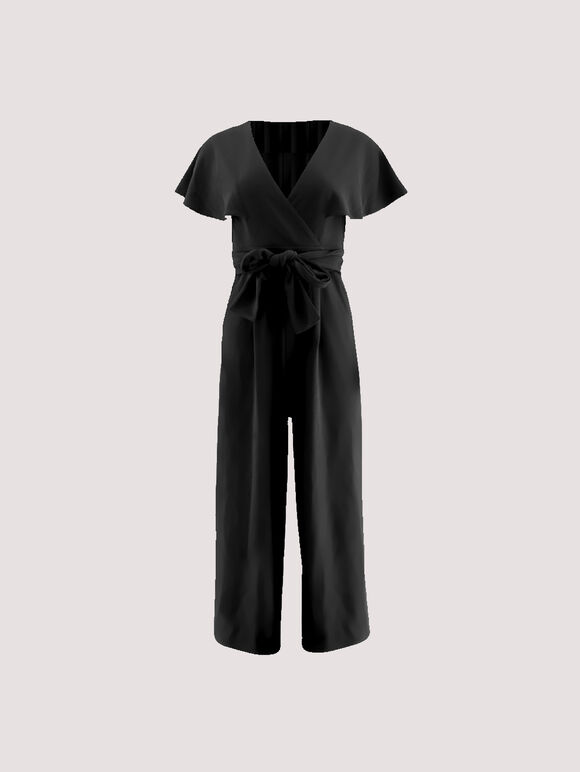 Cape Culotte Jumpsuit, Black, large