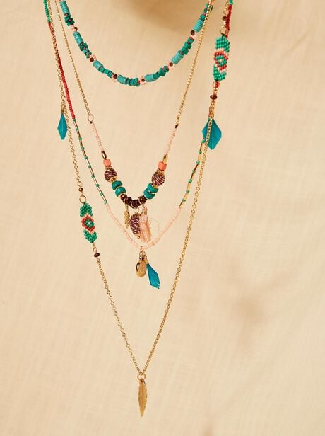 Turq feathered necklace