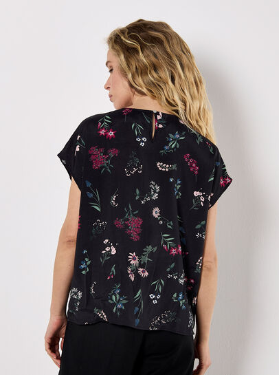 Botanical Floral Print Woven T-Shirt