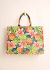 Tropical  Print Cotton Fabric Bag, Assorted, large