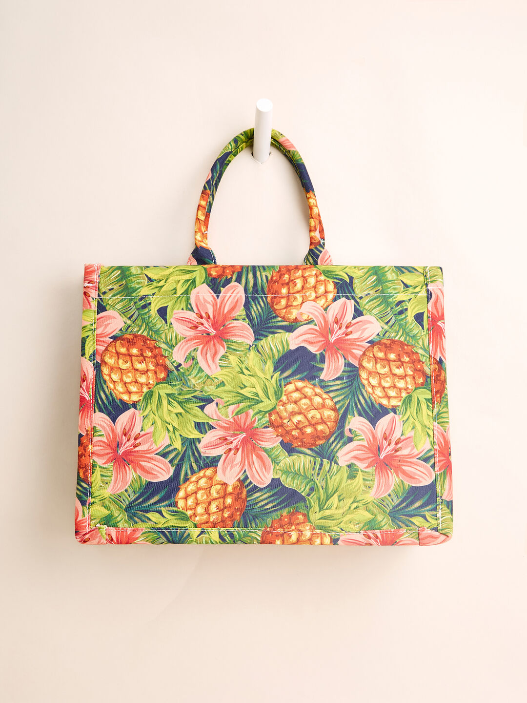 Image of Tropical Print Cotton Fabric Bag