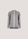 Mock Neck Mono Stripe Jumper, Grey, large
