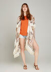 Boho Tassel Edge Kimono Top, Stone, large