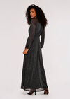 Metallic Mesh Maxi Dress, Black, large