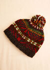Hand-Knitted Stripe Beanie Hat, Assorted, large