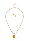 Cat's Eye Earring & Necklace Set, Mustard, large
