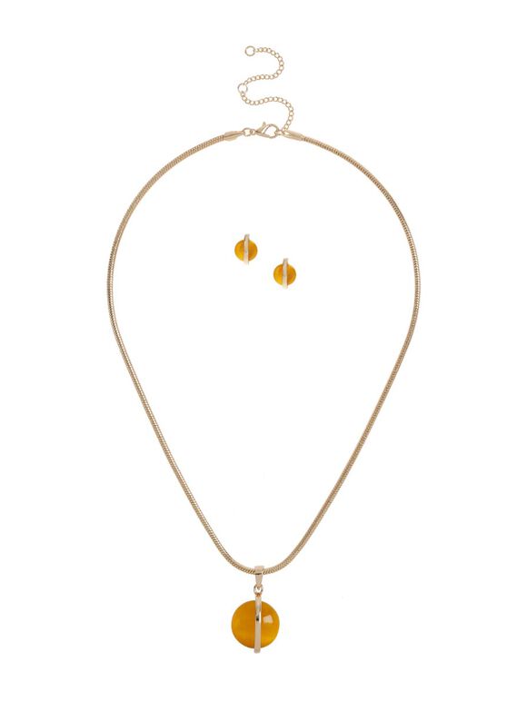 Cat's Eye Earring & Necklace Set, Mustard, large
