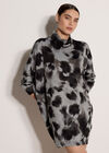 Abstract Knit Cocoon Mini Dress, Grey, large