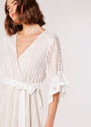 Lace Ruffle Wrap Midi Dress, Cream, large
