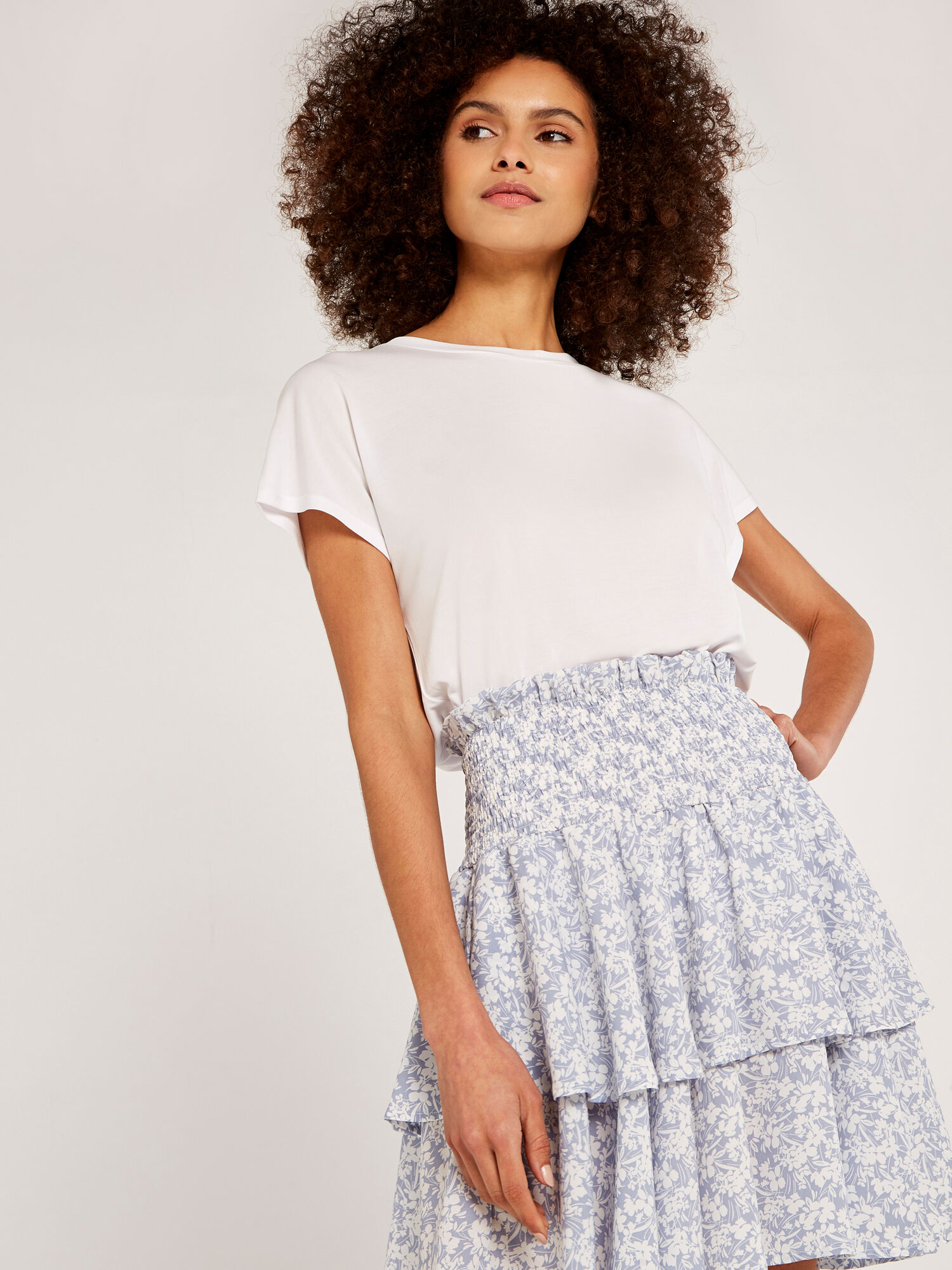 Patterned tiered skirt top