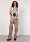 Embroidered Flower Jumper, Stone, large